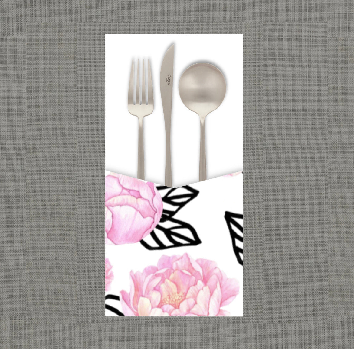 Graphic Peony Cutlery Pouch