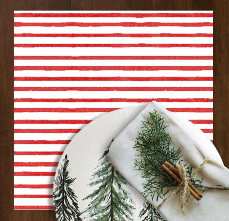 Red Painted Stripe Charger - (SQUARE)