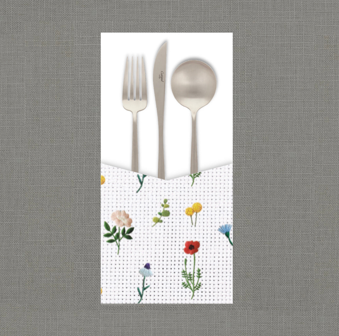 Needle Point Garden Cutlery Pouch