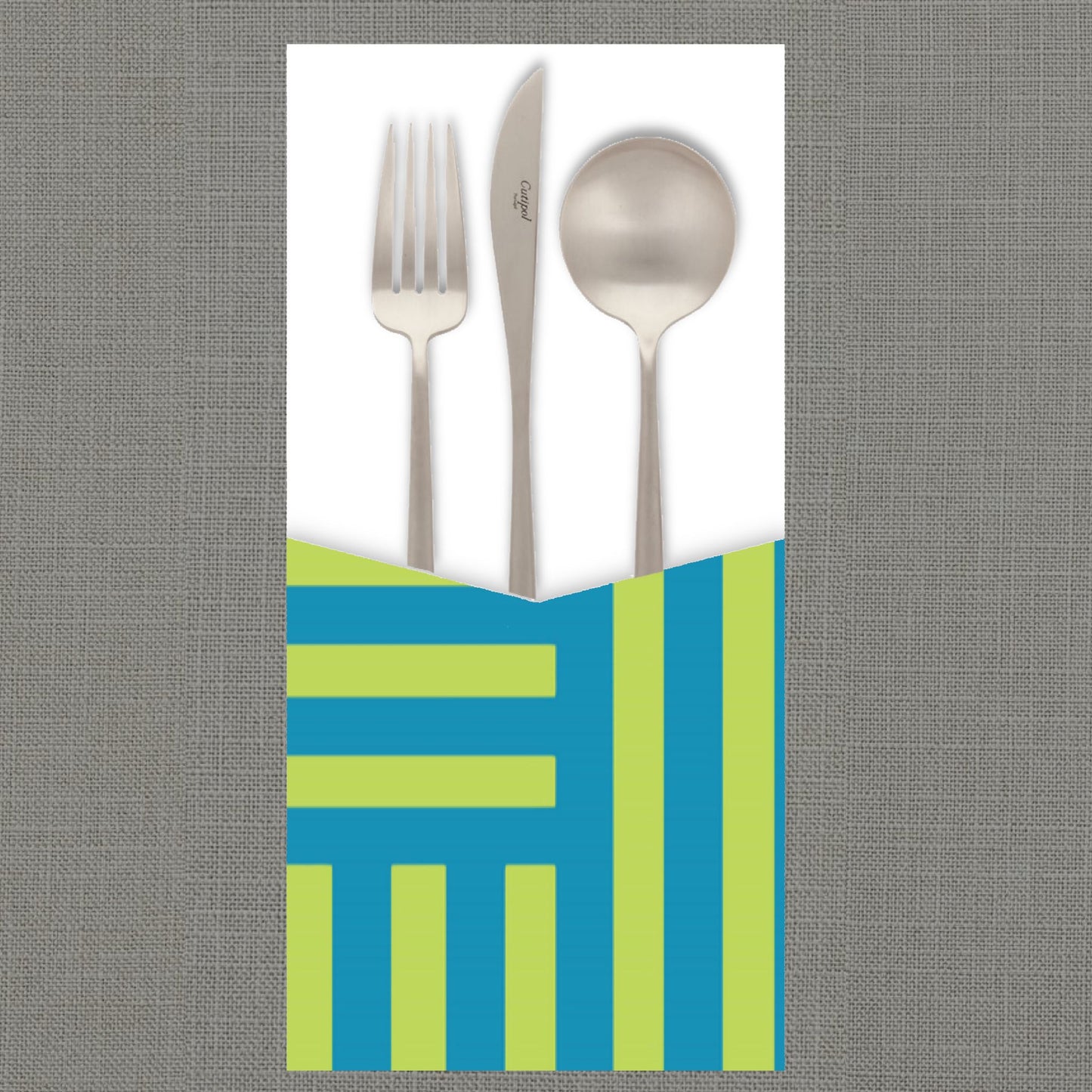 Intersection Teal & Lime Cutlery Pouch
