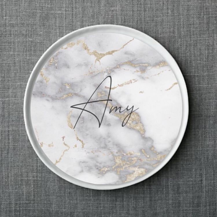 Metallic Gold Marble Plate Accent