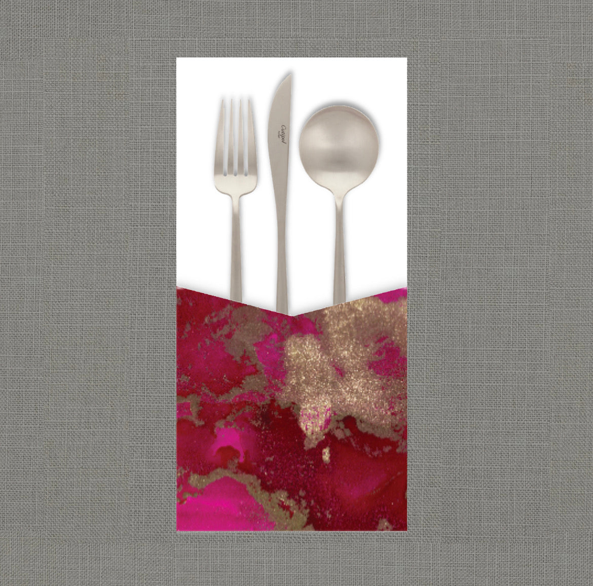 Swirl Pink - Gold Cutlery Pouch
