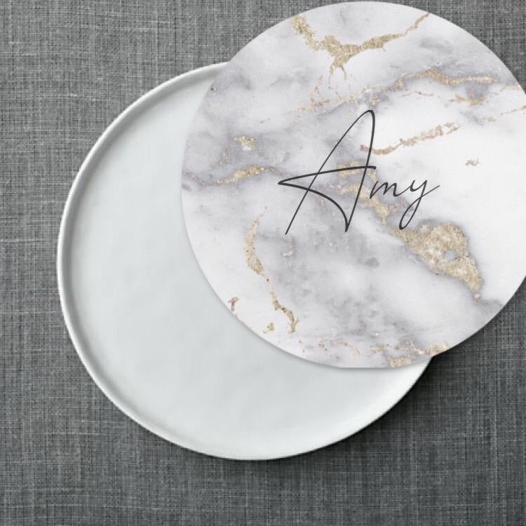 Metallic Gold Marble Plate Accent