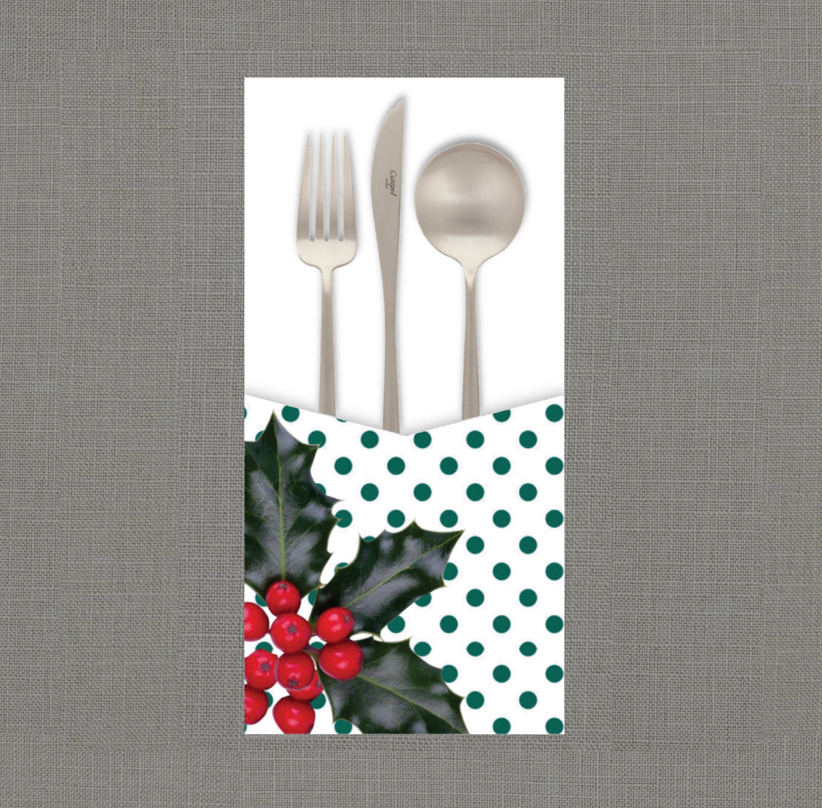 Holly Jolly Cutlery Pouch