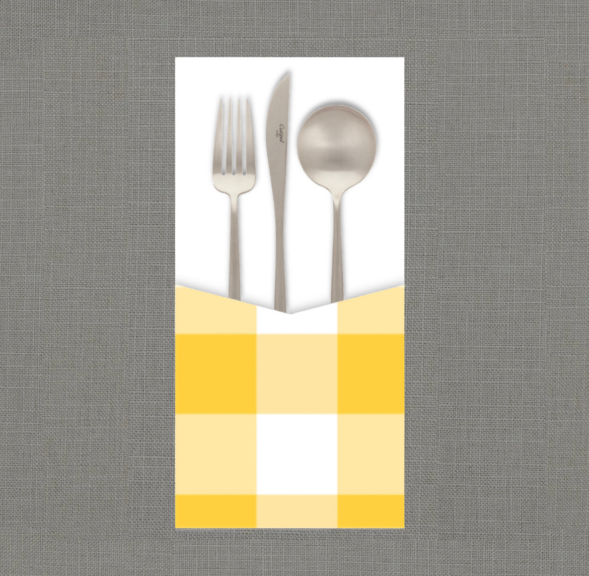 Gingham Yellow Cutlery Pouch