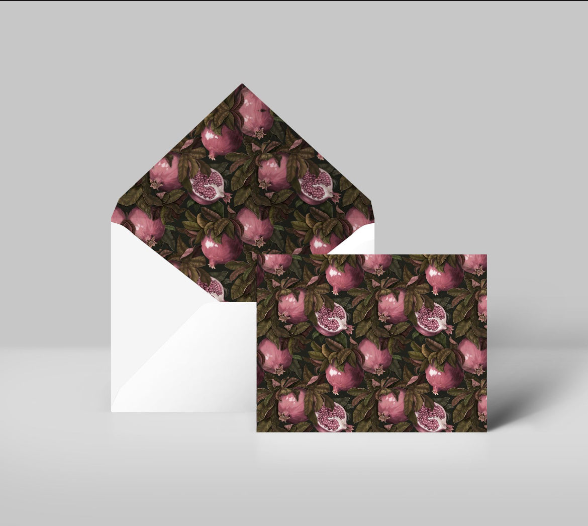 Pomegranate Foliage Pink Greeting Card