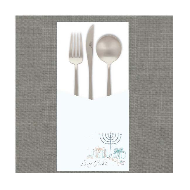 Pastel Drawn Menorah Cutlery Pouch