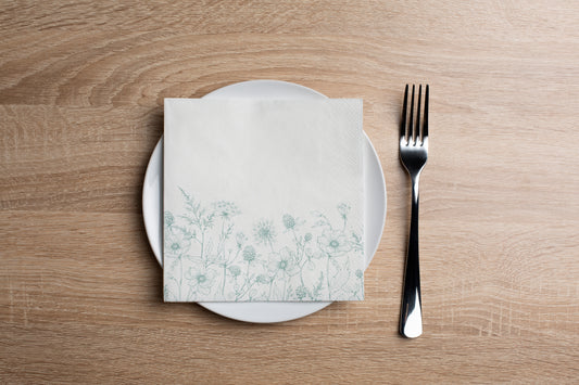 Teal Wildflower Cocktail Napkin