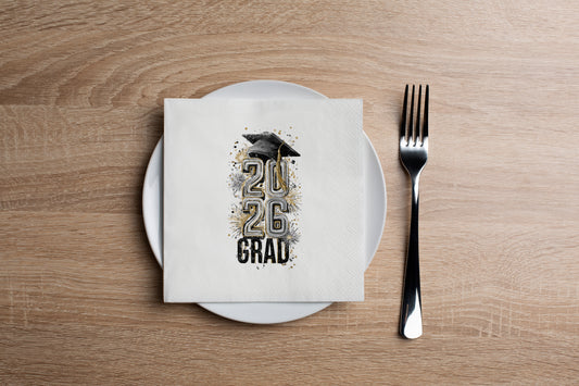 2026 Grad Sparkles Cocktail Napkin