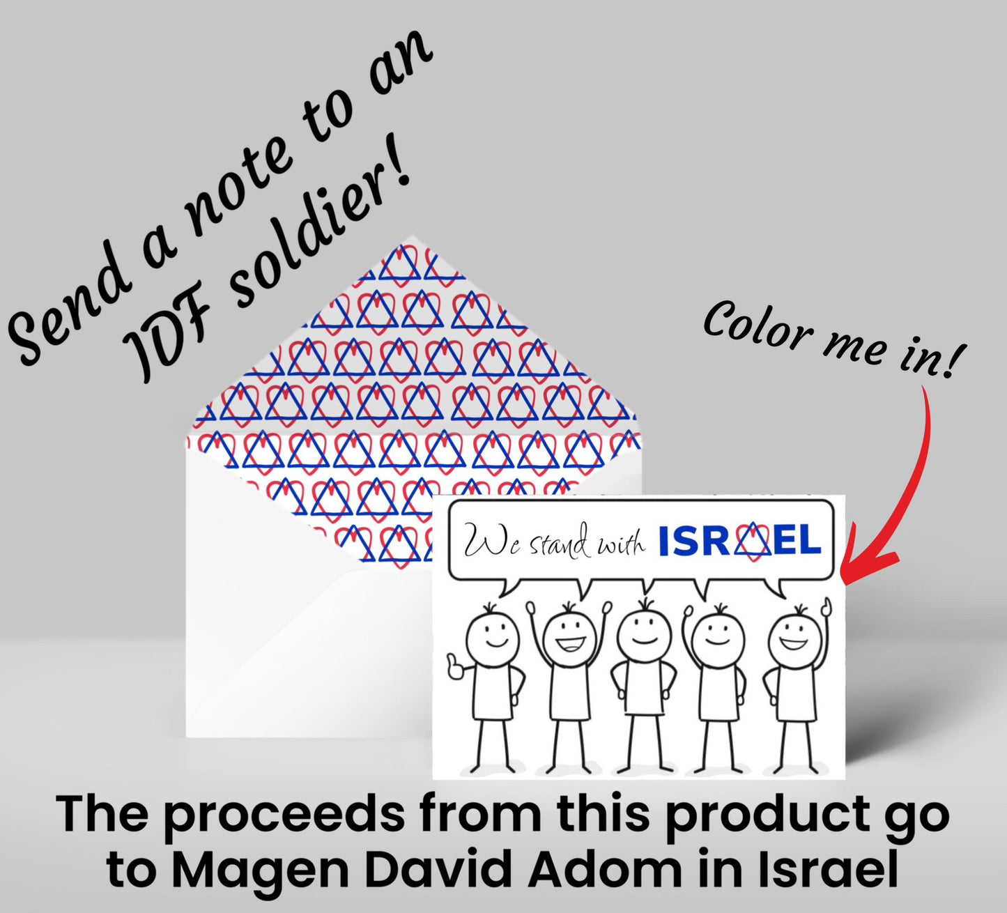 We stand with Israel - Coloring Card & Envelope