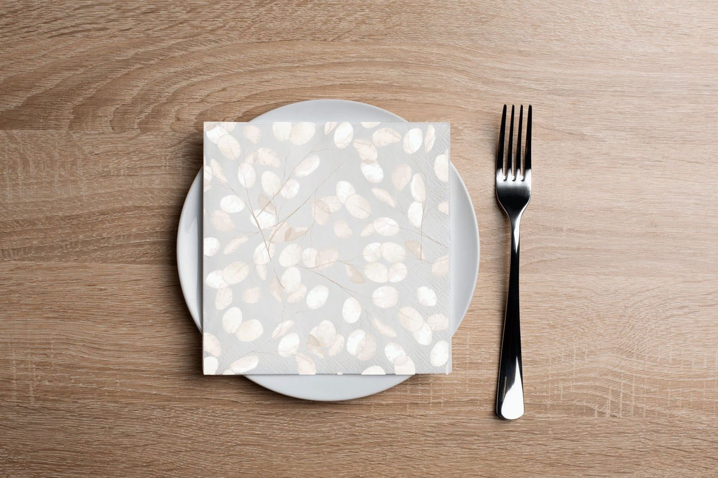 Faint Floral Leaves Cocktail Napkin