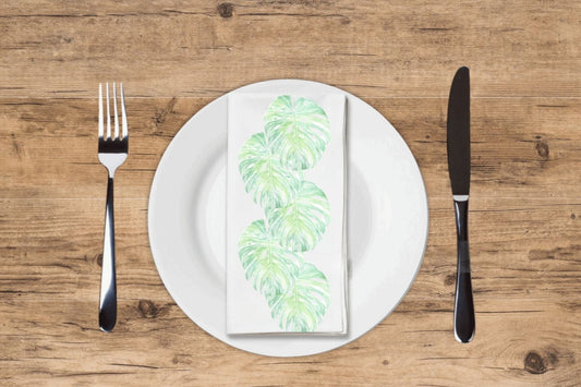 Watercolor Elephant Leaves - Printed Guest Towel