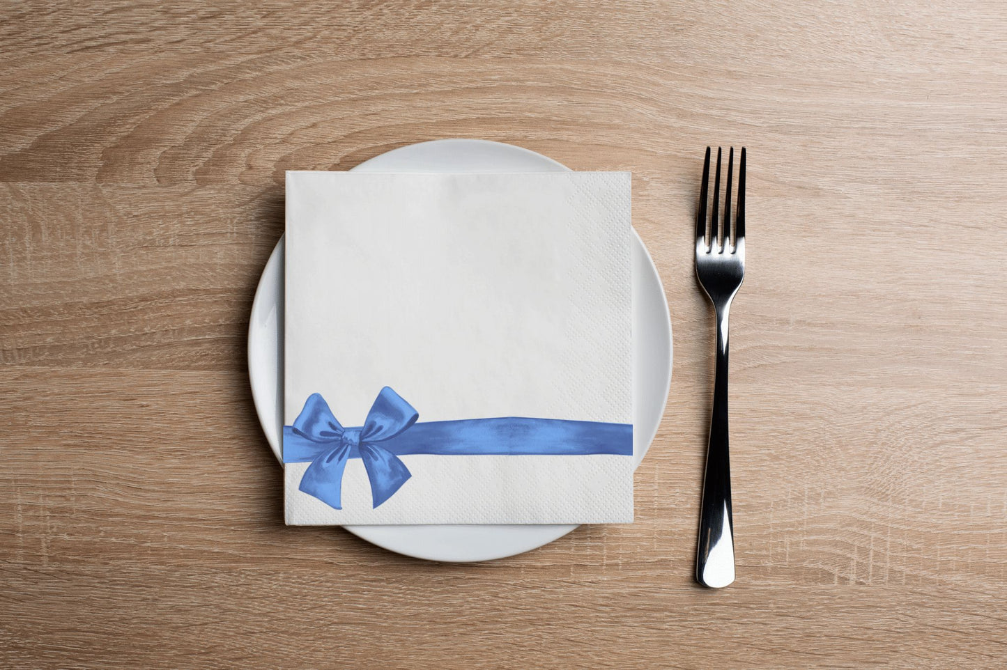 Blue Gift Bow Cocktail Napkin