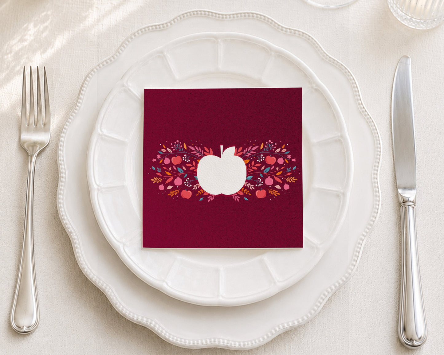 Cutout Apple Cocktail Napkin