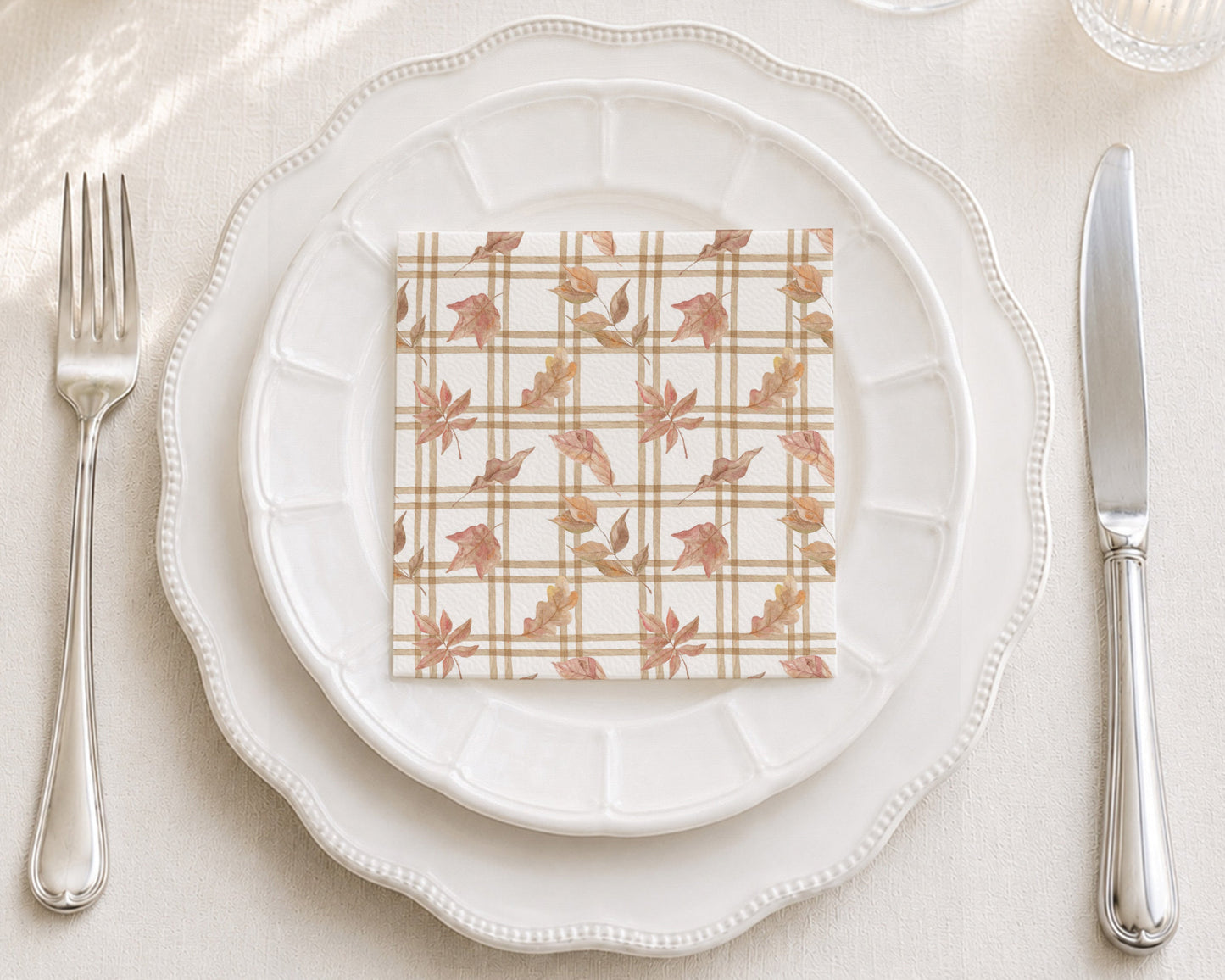 Autumn Gingham Cocktail Napkin