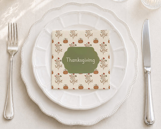 Autumnal Thanksgiving Cocktail Napkin