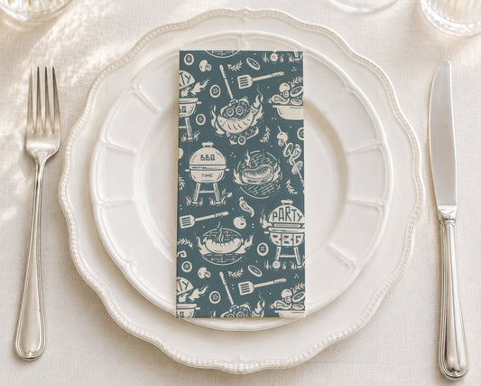 BBQ Blast Blue - Printed Guest Towel