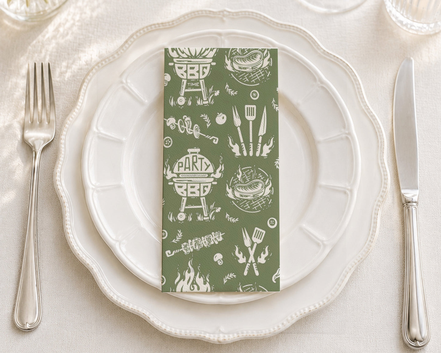 BBQ Blast Green - Printed Guest Towel