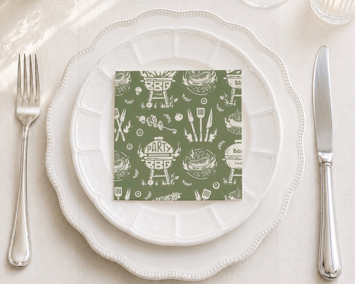 BBQ Blast Green Cocktail Napkin