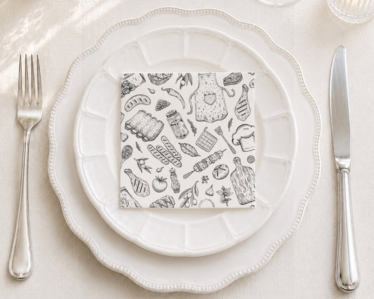 BBQ Print Cocktail Napkin