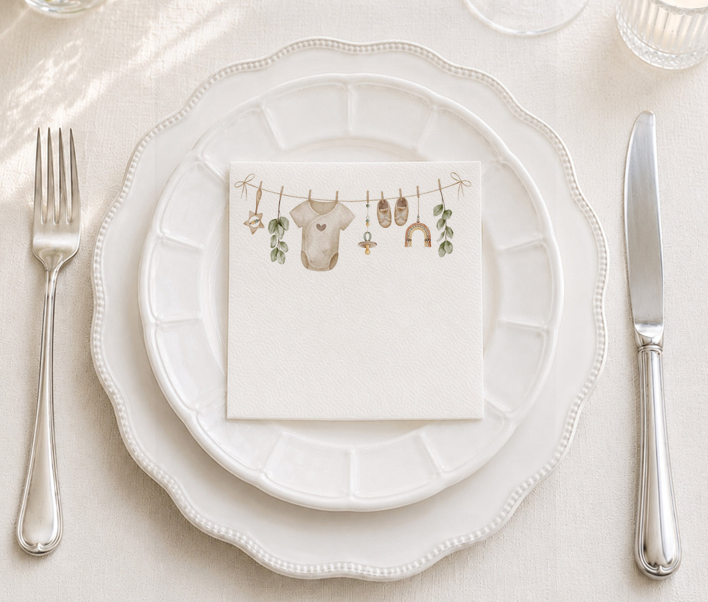 Baby Clothesline Cocktail Napkin