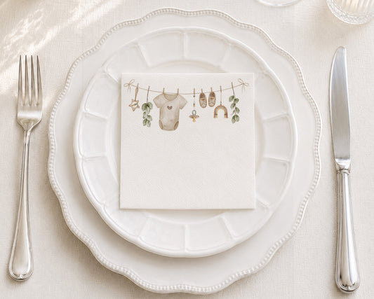 Baby Clothesline Cocktail Napkin