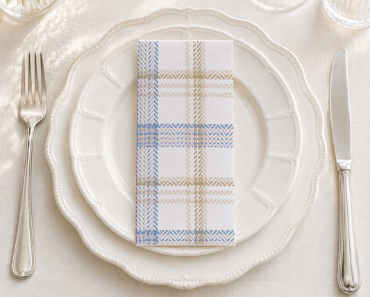 Beige Plaid - Printed Guest Towel