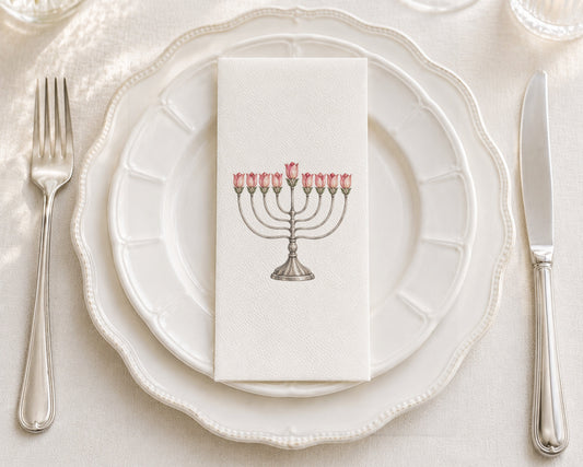 Blooming Branch Menorah - Printed Guest Towel