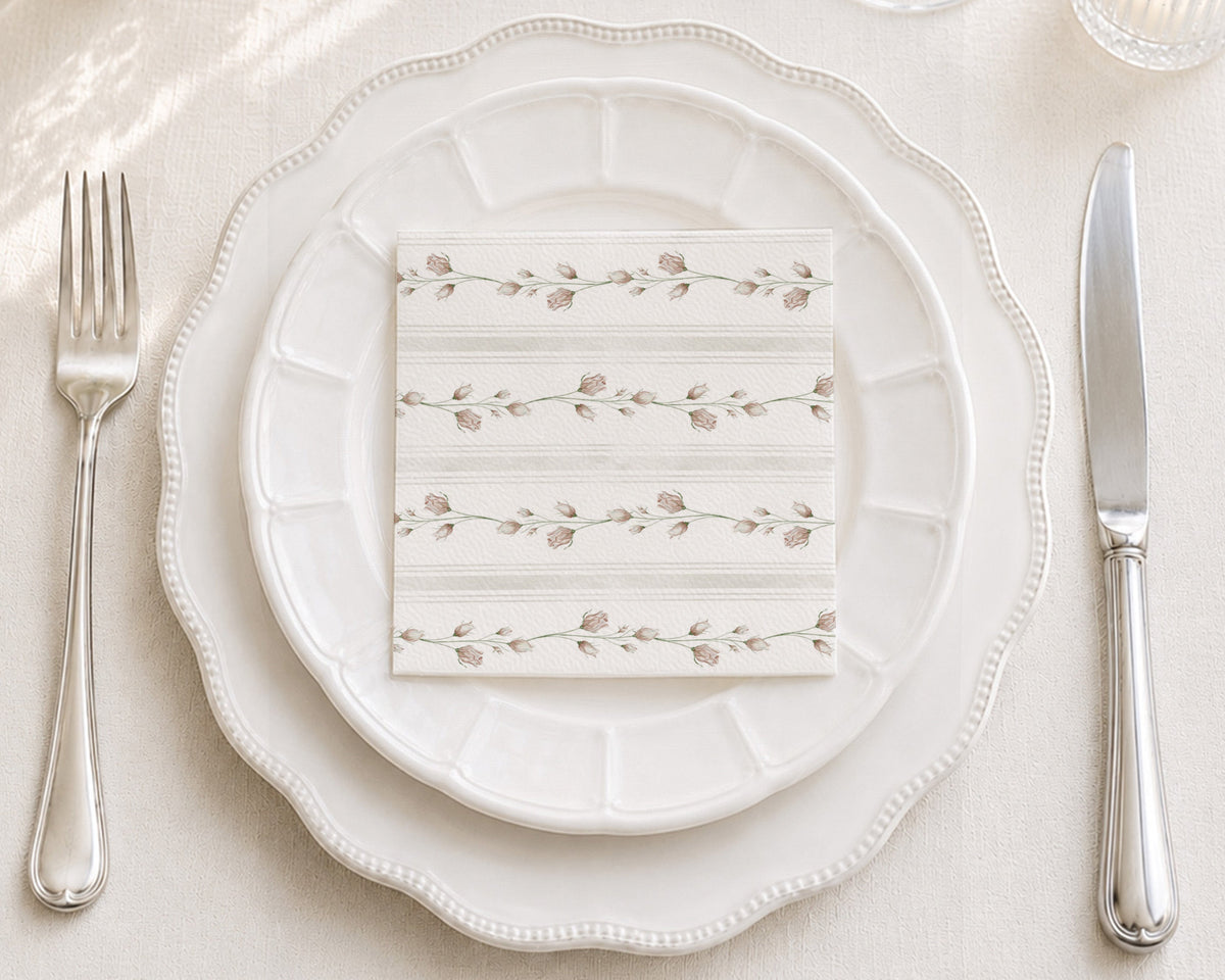 Blooming Rose Cocktail Napkin