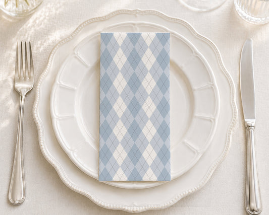 Blue Argyle - Printed Guest Towel
