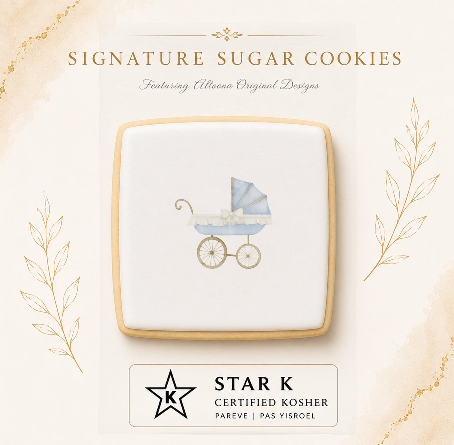 Blue Baby Carriage Cookies | 12 Pack | Free Shipping