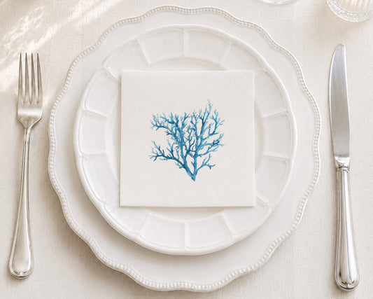 Blue Coral Cocktail Napkin