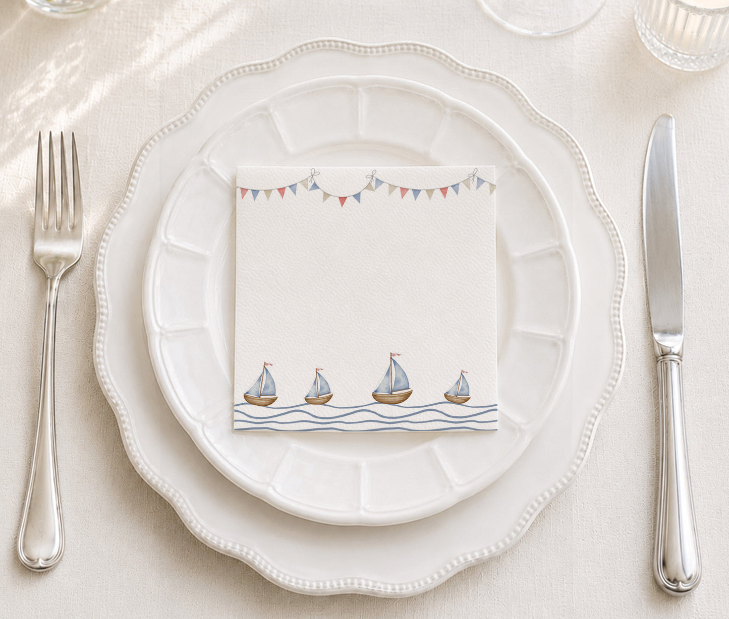 Blue Sailboats Cocktail Napkin
