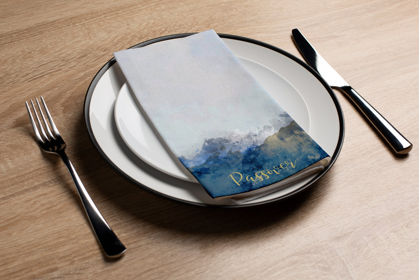 Blue Watercolor Passover - Printed Guest Towel