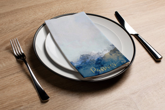 Blue Watercolor Passover - Printed Guest Towel
