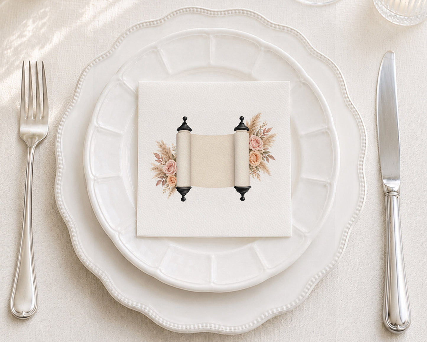 Boho Torah Floral Cocktail Napkin