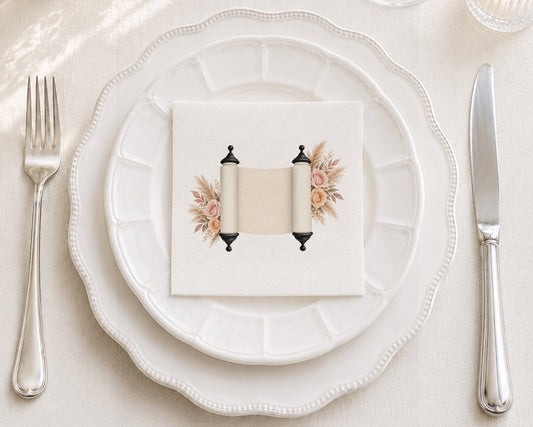 Boho Torah Floral Cocktail Napkin