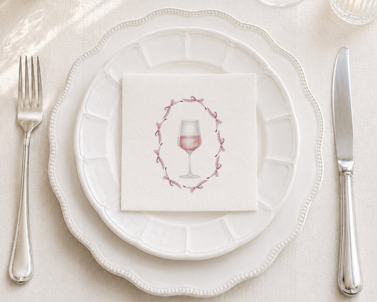 Bow Wineglass Cocktail Napkin