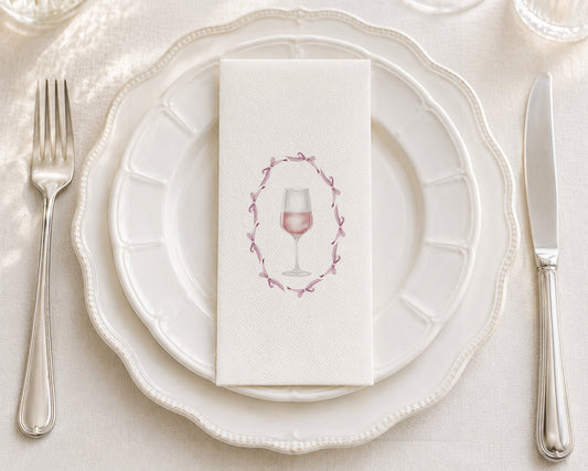 Bow Wineglass - Printed Guest Towel