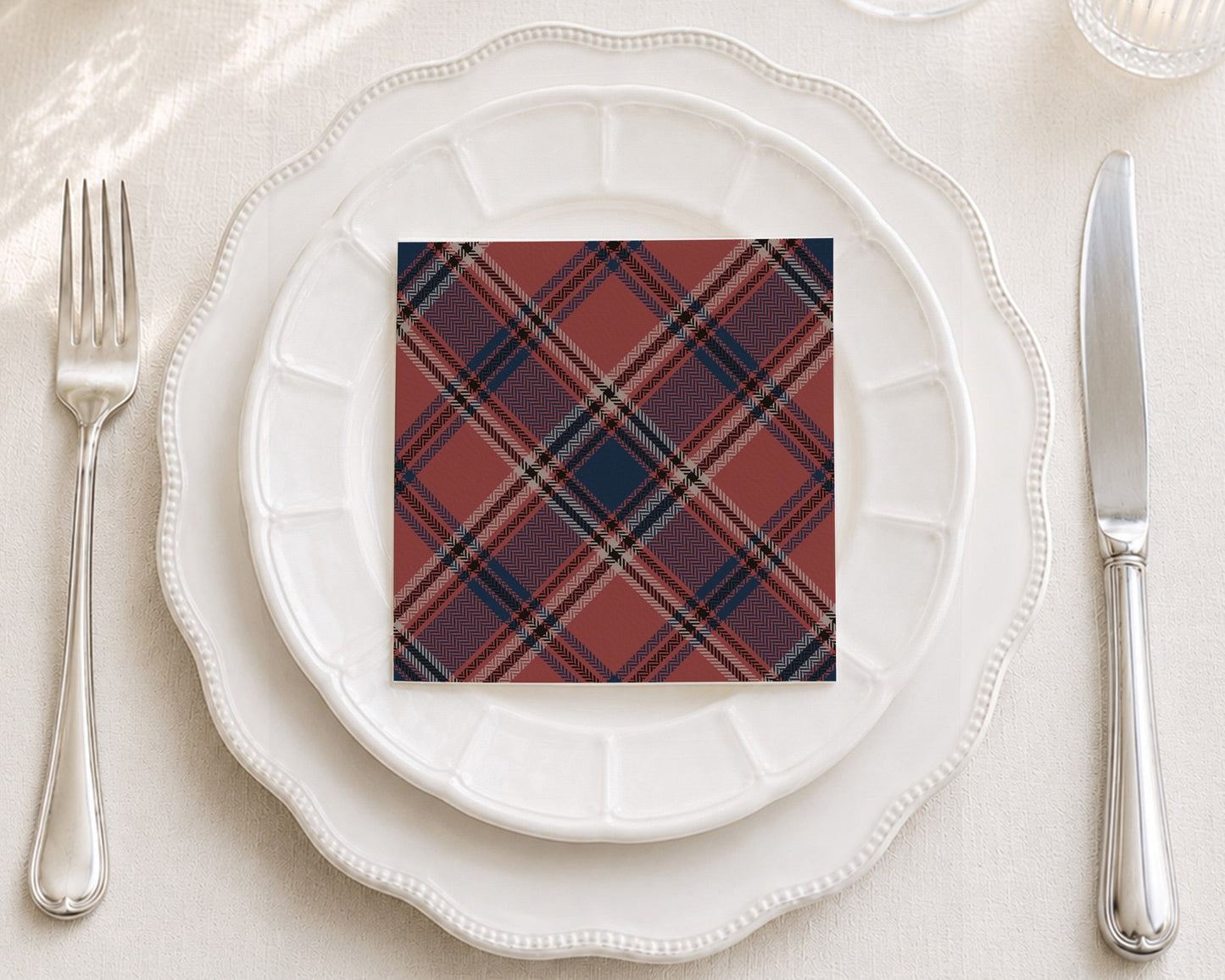 Brick Plaid Cocktail Napkin