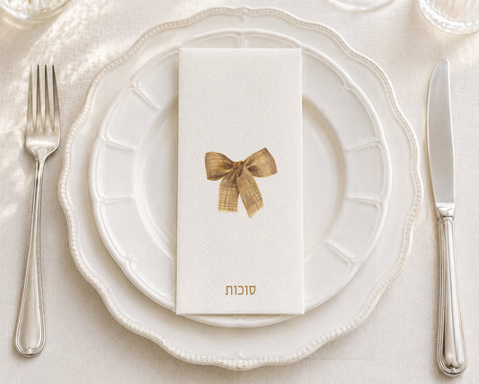 Burlap Bow Sukkos - Printed Guest Towel