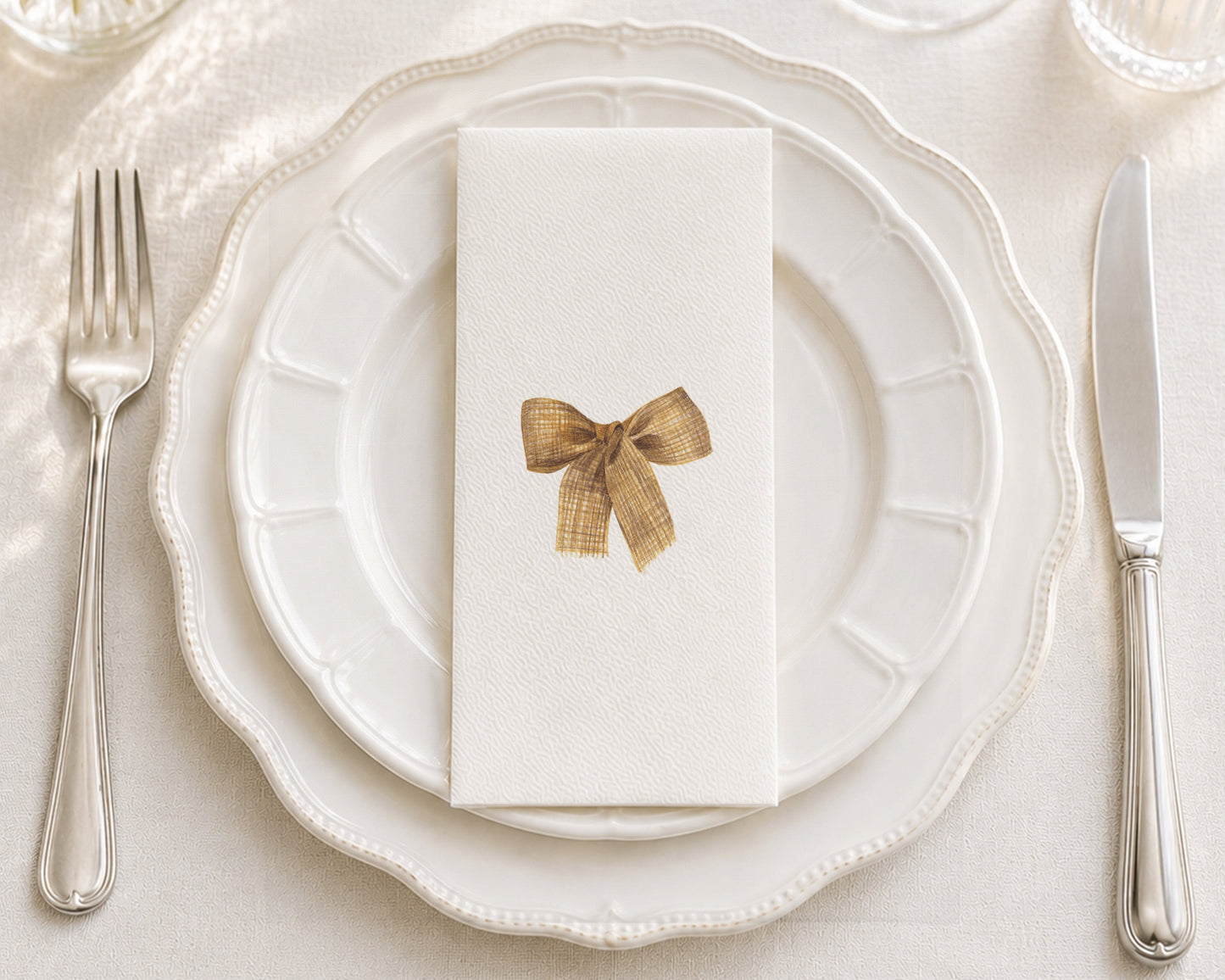 Burlap Bow - Printed Guest Towel