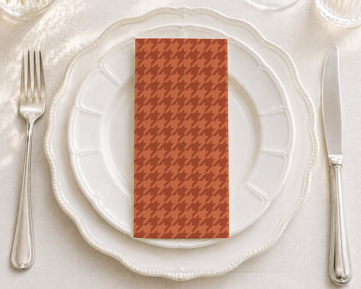 Burnt Orange Houndstooth - Printed Guest Towel