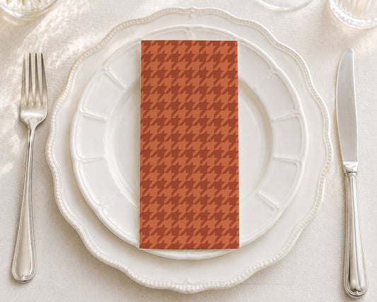Burnt Orange Houndstooth - Printed Guest Towel