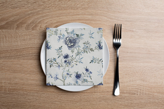 Blue Floral Cocktail Napkin