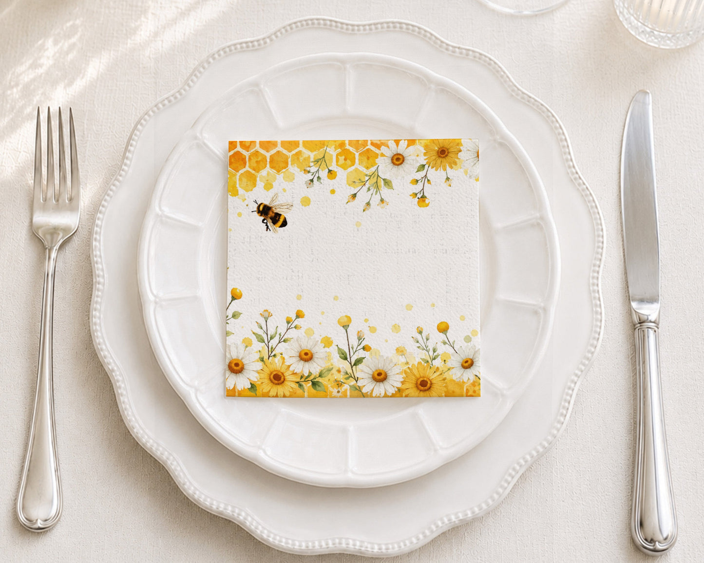 Chamomile Honeycomb Cocktail Napkin