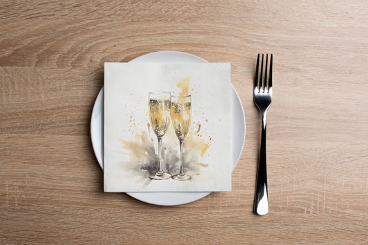 Champagne Glasses Cocktail Napkin