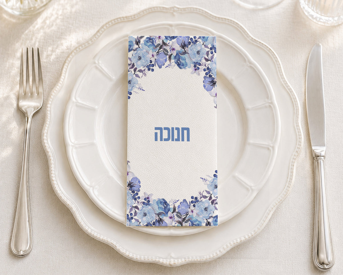 Chanukah Floral Arch - Printed Guest Towel