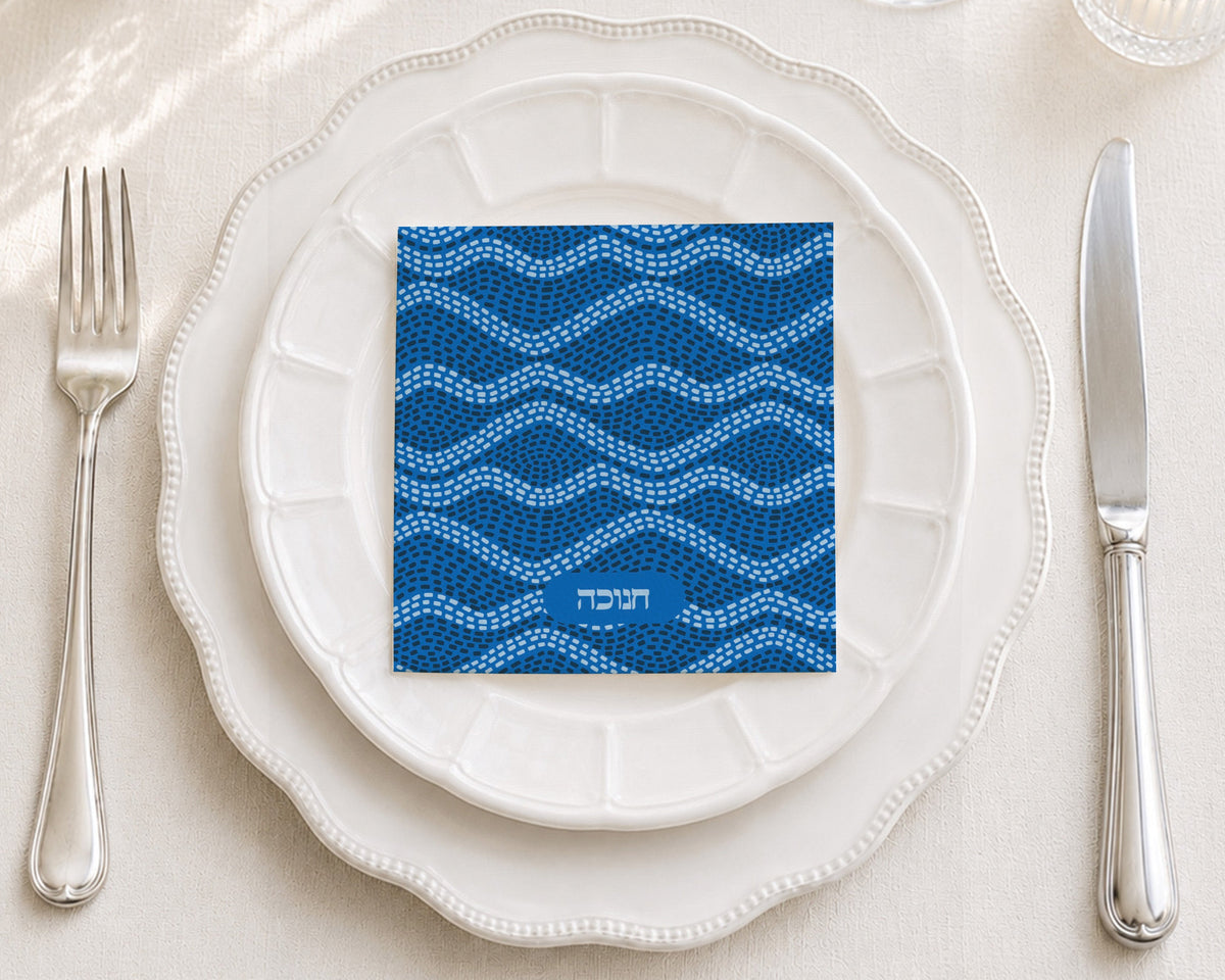 Chanukah Wave Mosaic Cocktail Napkin