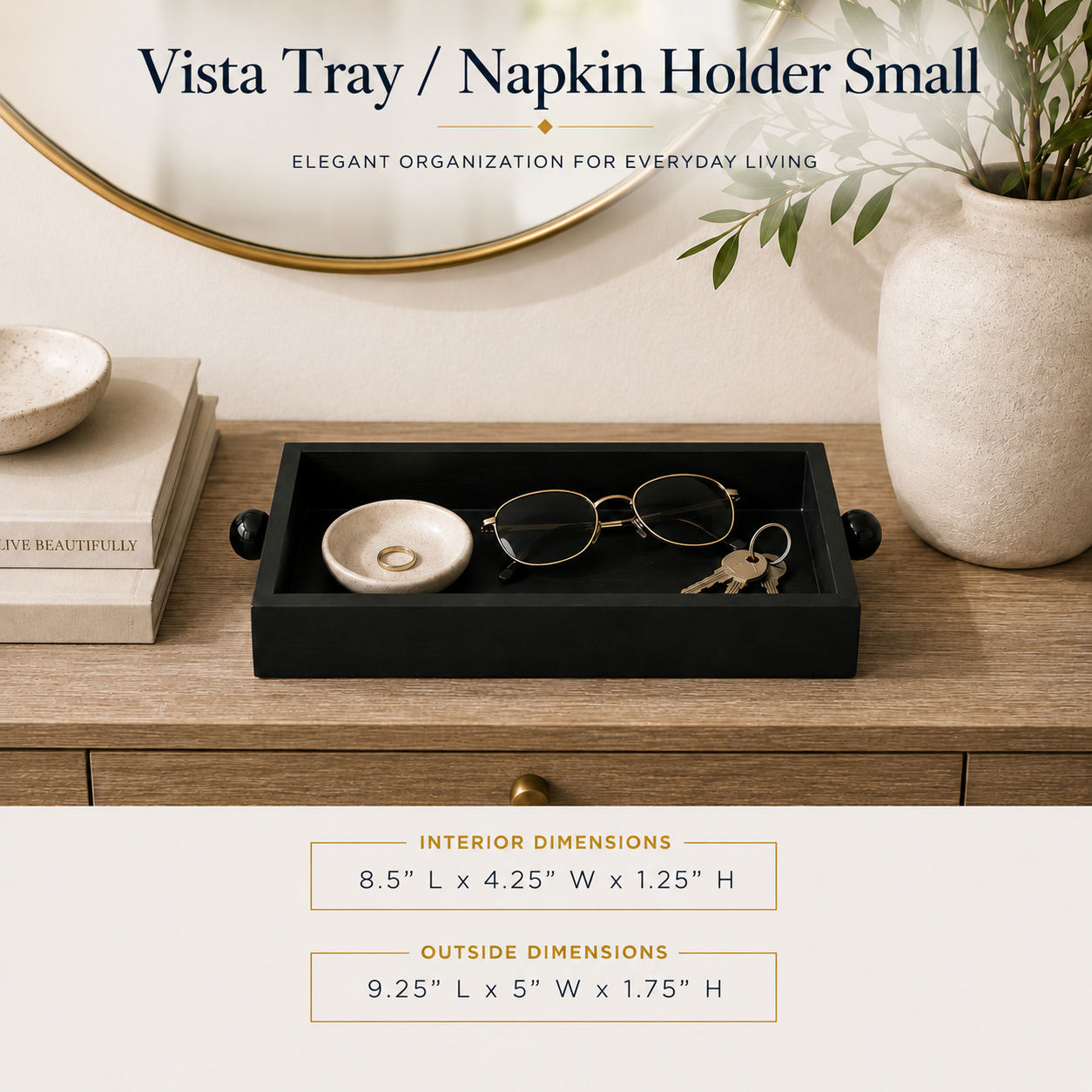 Vista Tray/Napkin Holder Black Small